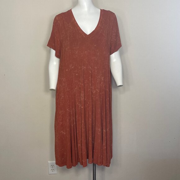 torrid Dresses & Skirts - Torrid Super Soft Knits Dress Women’s 2 - 2X Rust Acid Wash Short Sleeve Trapeze